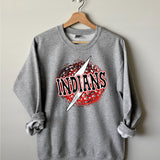 Indians Circle Leopard Bolt DTF Print