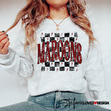 Checker Bolt Maroons DTF Print