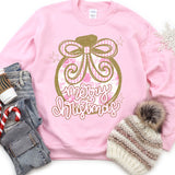 Pink Merry Christmas Toile Ornament DTF Print