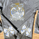 Blue Merry Christmas Toile Ornament DTF Print