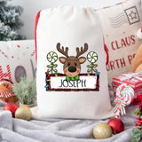 Personalized Boy Reindeer Santa Sack DTF Print