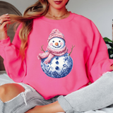 Pink hat Snowman DTF Print