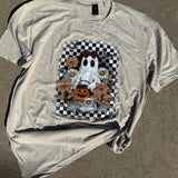 Checker Floral Halloween Ghost DTF Print