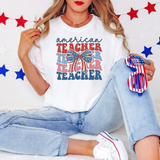 American Teacher Retro Bow DTF Print