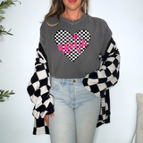 Auntie Retro Checker Heart Family Names DTF Print