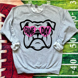 Bulldog Game Day Glitter Effect Glasses DTF Print