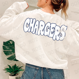 Distressed Wonky Chargers Navy White DTF Print