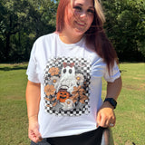 Checker Floral Halloween Ghost DTF Print