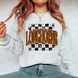 Distressed Longhorns Checker DTF Print
