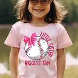 Little Sister Biggest Fan Glitter Effect DTF Print