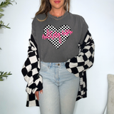 Military Mom Retro Checker Heart Family Names DTF Print