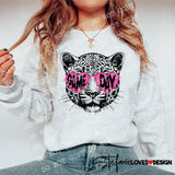 Leopard Game Day Glitter Effect Glasses DTF Print