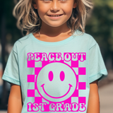 Peace Out Checkered Grades PINK DTF Print