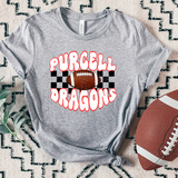 Purcell Dragons Distressed Checker Football DTF Print