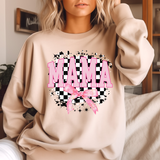 Retro Mama Checkered Coquette Pink Bow DTF Print