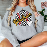 Yellow Jackets Checker Baseball Heart DTF Print