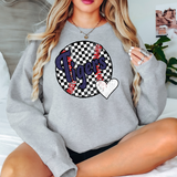 Tigers Checker Baseball Heart DTF Print