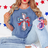 Patriotic Watercolor Cross DTF Print