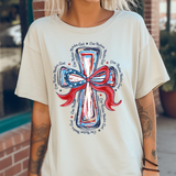 Patriotic Watercolor Cross DTF Print