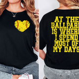At the Ballpark is Where I Spend Most of my Days Softball DTF Print