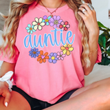Auntie Spring Flower Circle DTF Print