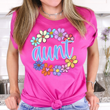 Aunt Spring Flower Circle DTF Print
