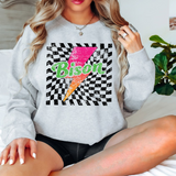 Bison Checker Bolt Distressed DTF Print