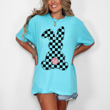 Black Checker Bunny DTF Print