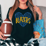 Blazers Faux Glitter Heart DTF Print