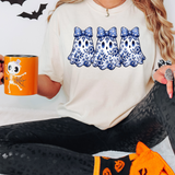 Blue Floral Ghost Trio DTF Print