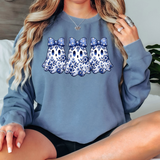 Blue Floral Ghost Trio DTF Print