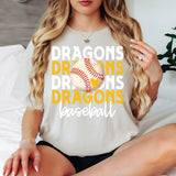 Dragons Baseball Bookworm Repeat DTF Print