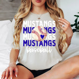 Mustangs Baseball Bookworm Repeat DTF Print