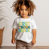 Blue Green Retro Checker Back To School DTF Print