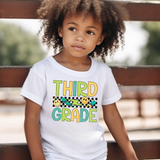 Blue Green Retro Checker Back To School DTF Print