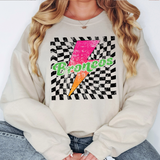 Broncos Checker Bolt Distressed DTF Print