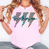 Buckeyes Retro Bolt Checker Teams Neon Outline DTF Print