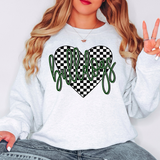 Bulldogs Retro Checker Heart DTF Print