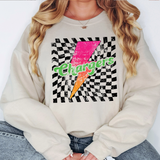 Chargers Checker Bolt Distressed DTF Print