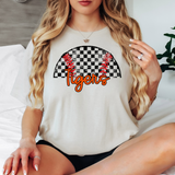 Tigers Checker Baseball Custom Name DTF Print