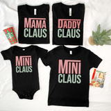 Christmas Mama Daddy Mini Claus Checker Lights DTF Print