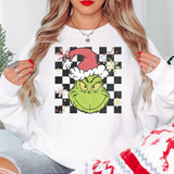 Distressed Checker Grinch DTF Print