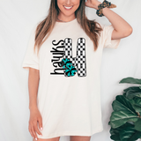 Hawks Checker Cheer DTF Print