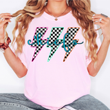 Chiefs Retro Bolt Checker Teams Neon Outline DTF Print