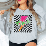 Chiefs Checker Bolt Distressed DTF Print