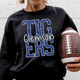 Clemson Tigers Varsity Glitter Effect DTF Print