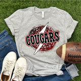 Cougars Circle Leopard Bolt DTF Print