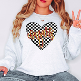 Cougars Retro Checker Heart DTF Print