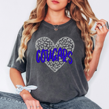 Cougars Faux Glitter Heart DTF Print