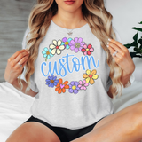 Custom Name Spring Flower Circle DTF Print